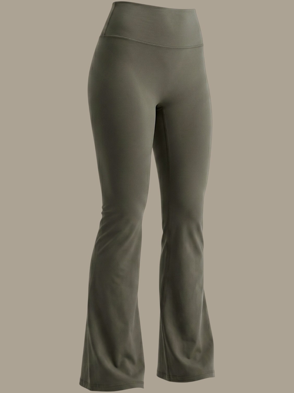 🚺 M (6) — High-Waisted "No Front Seam" Butterfly Flare Leggings [ARMY GREEN]